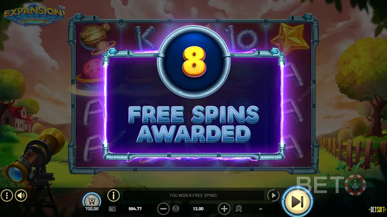 3 Scatters nab you 8 Free Spins, mate