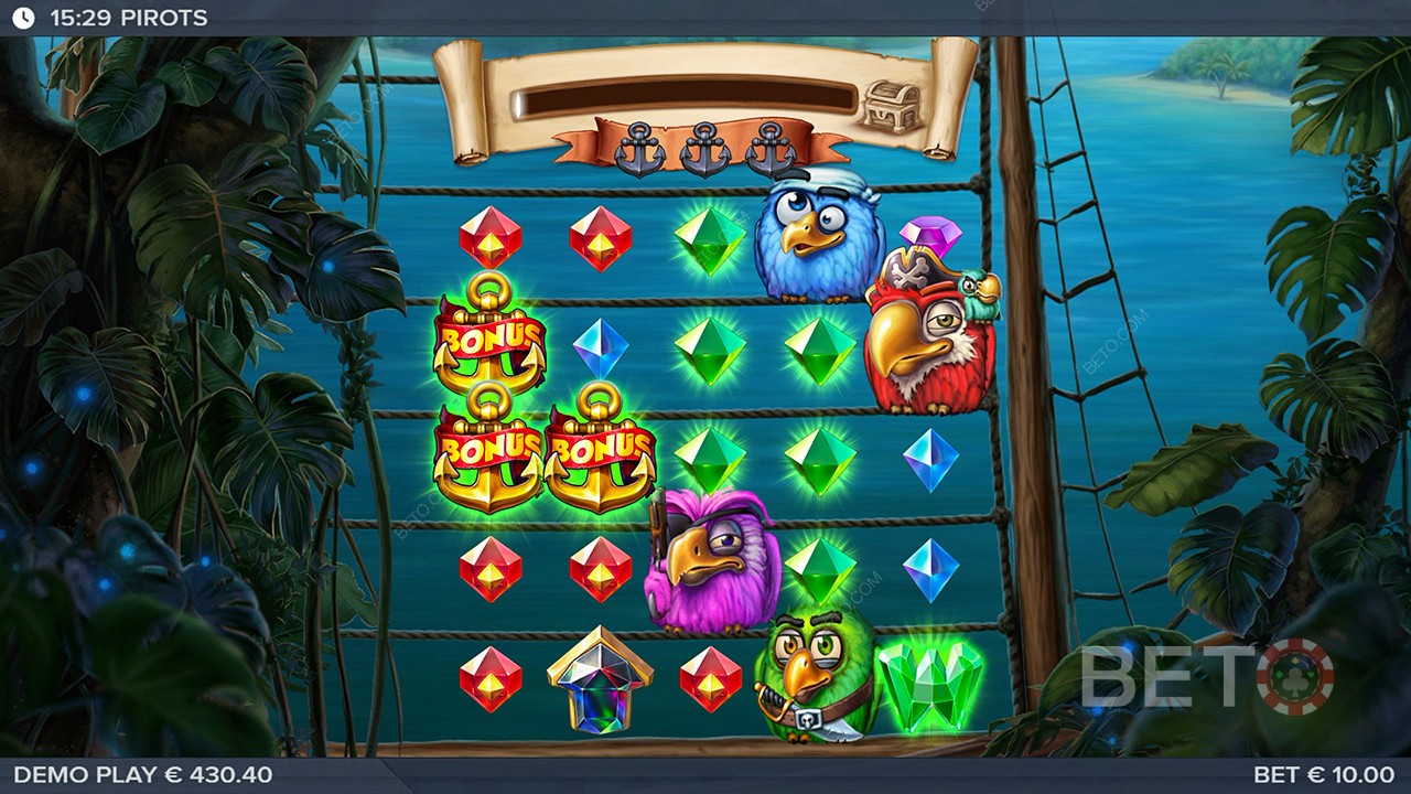 Snag 3 bonus symbols to kick off the Free Drops bonus round
