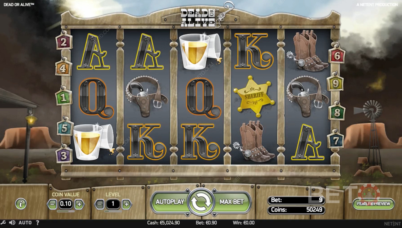 Dead or Alive Online Pokie - Winning Symbols