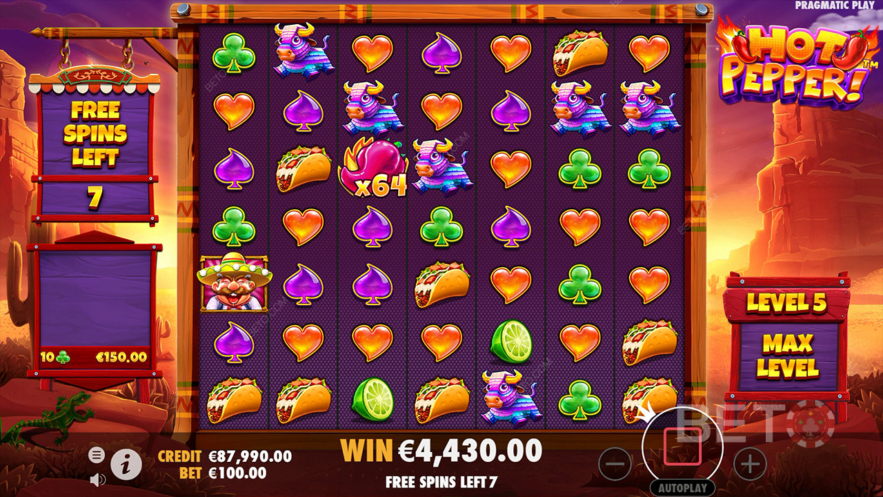 Free Spins feature Level 5 unlocked for bigger Multiplier wins