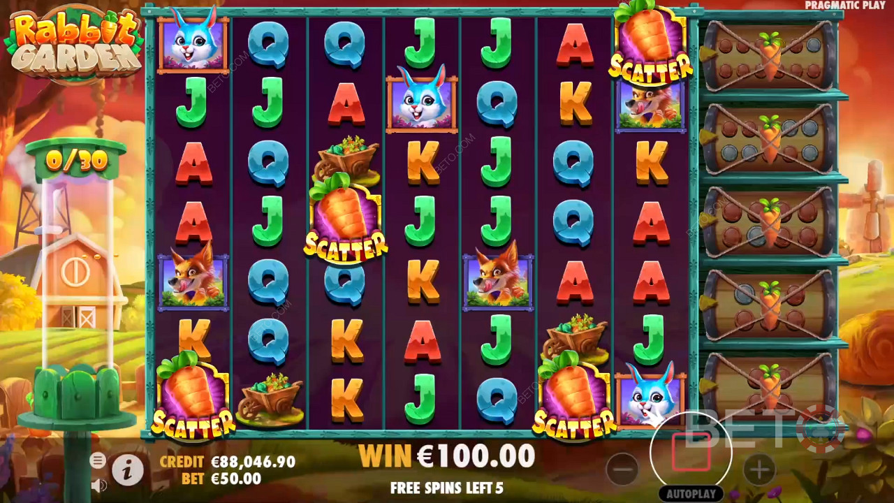 Hop into Free Spins and score big wins in the Rabbit Garden pokie