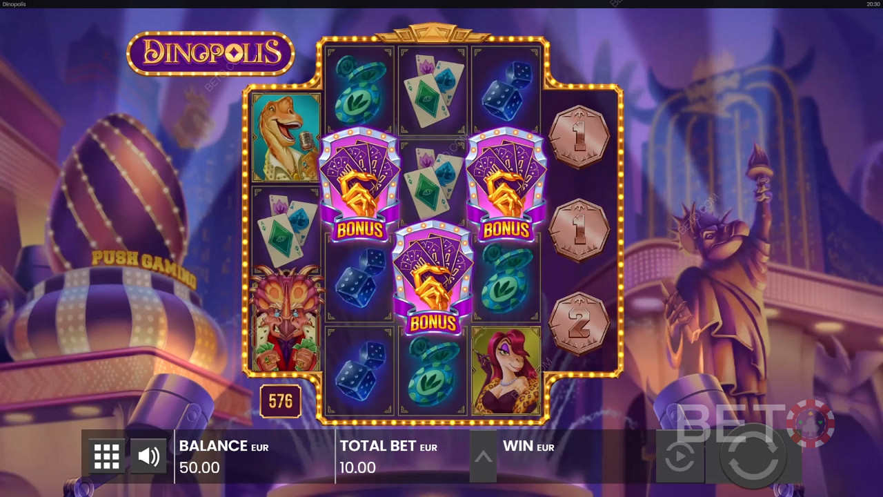 3 Scatters trigger Free Spins and can help you win up to 50,000x your stake