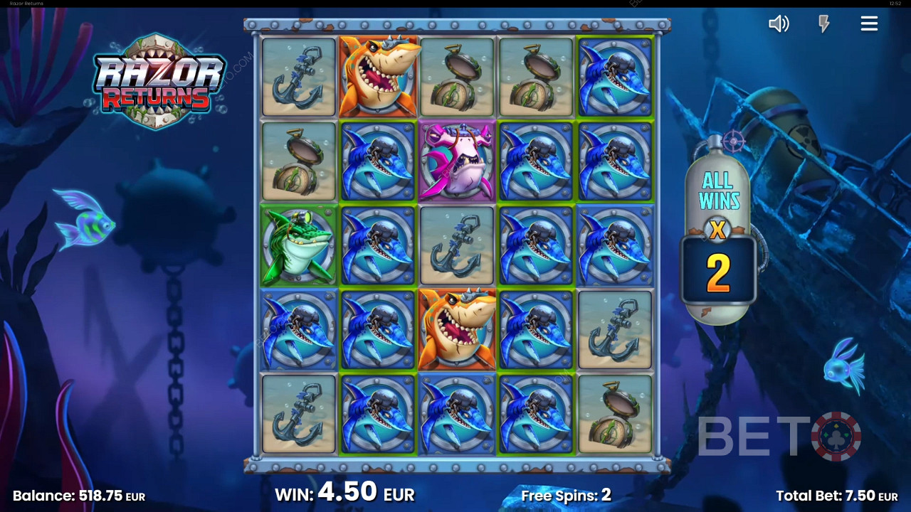 Rack Up Multipliers in the Bonus Free Spins Round