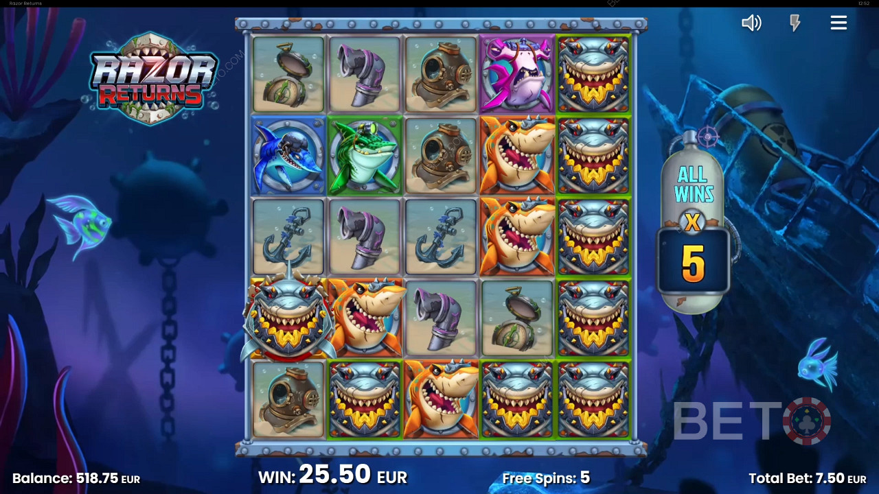 All wins cop a Win Multiplier boost in the Free Spins round