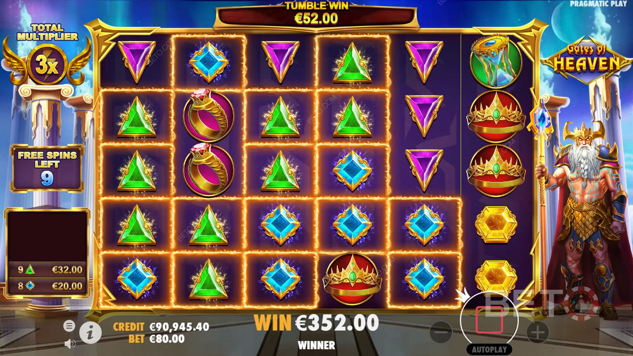 Scatter Pays feature boosts big wins in Gates of Heaven online pokie