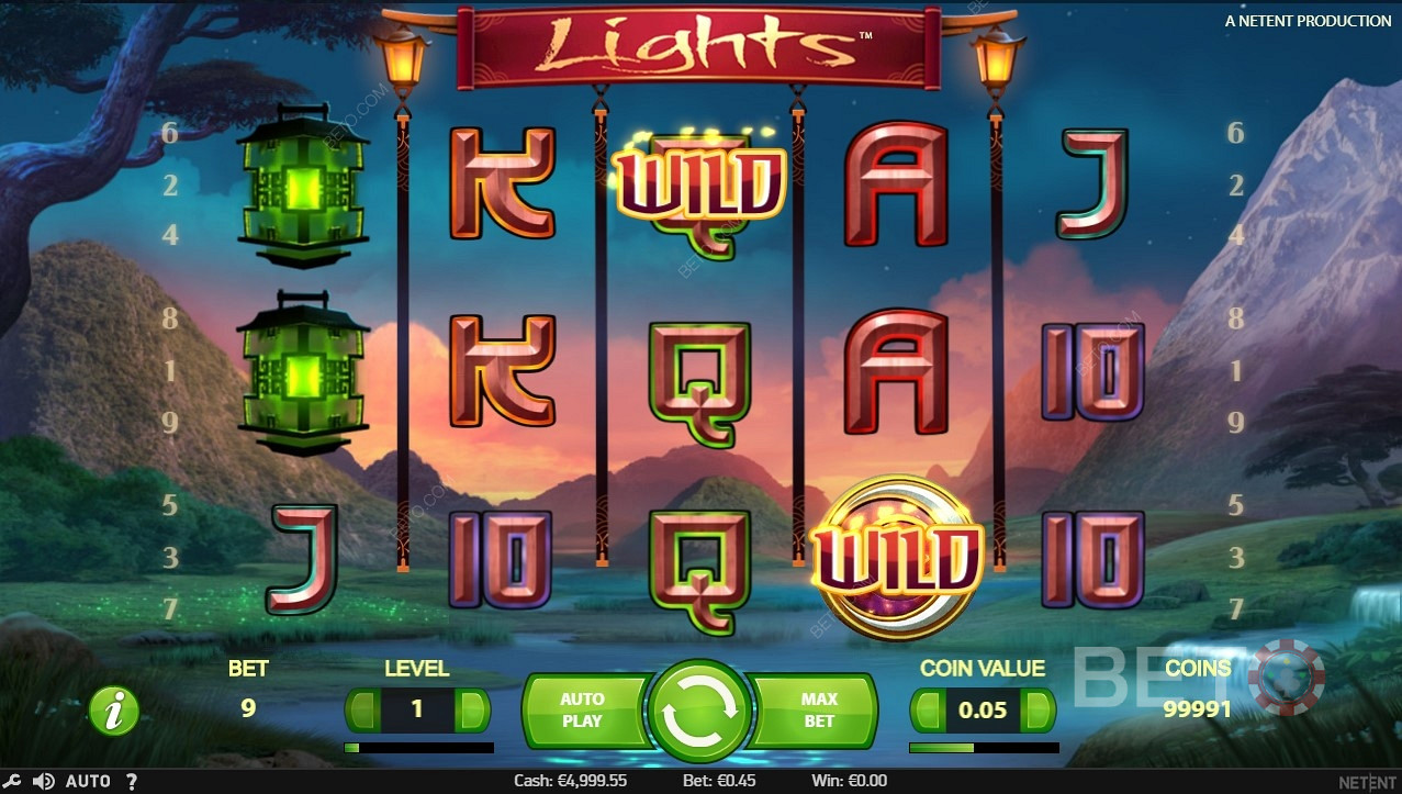 Dazzling symbols shine in Lights pokie