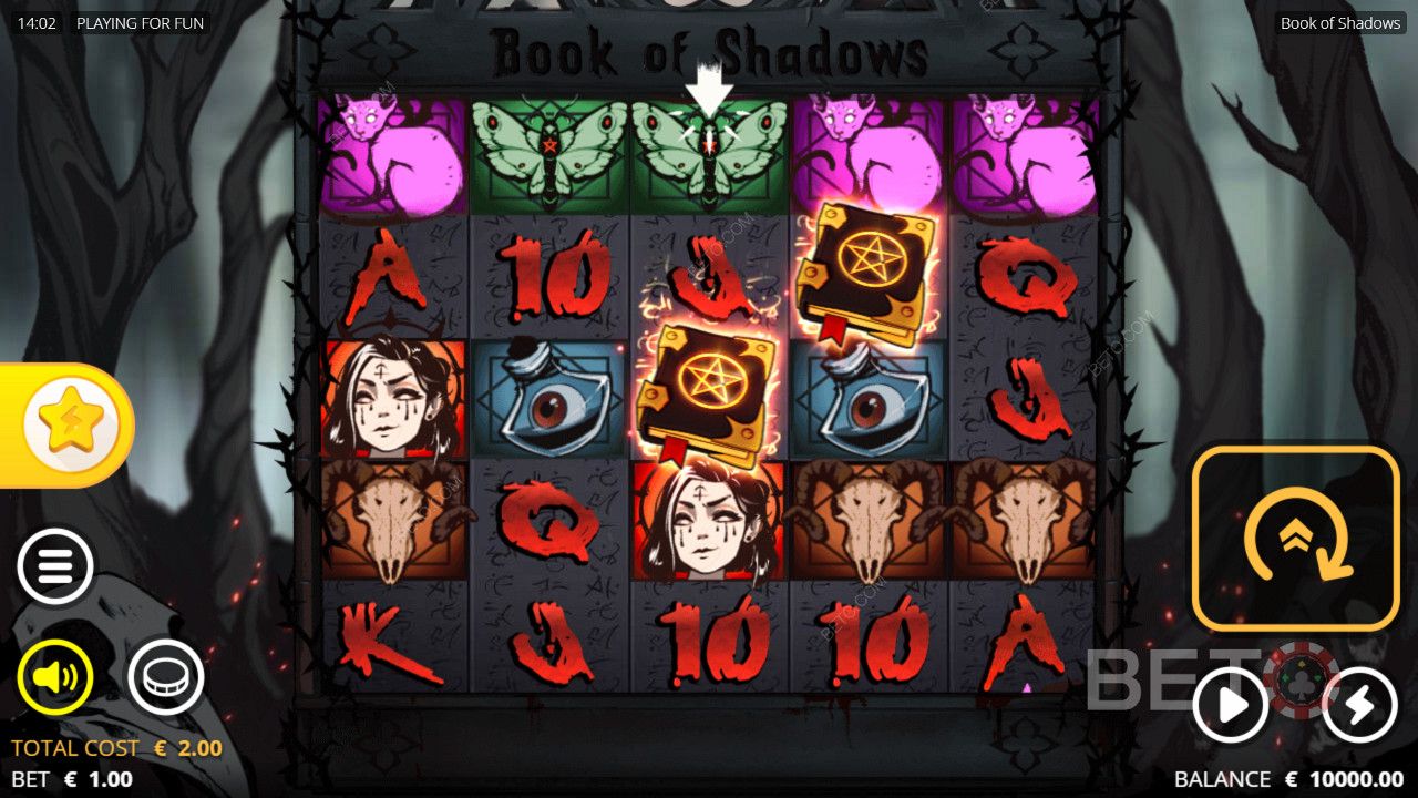 Activate all five rows in Book of Shadows pokie for bigger payouts