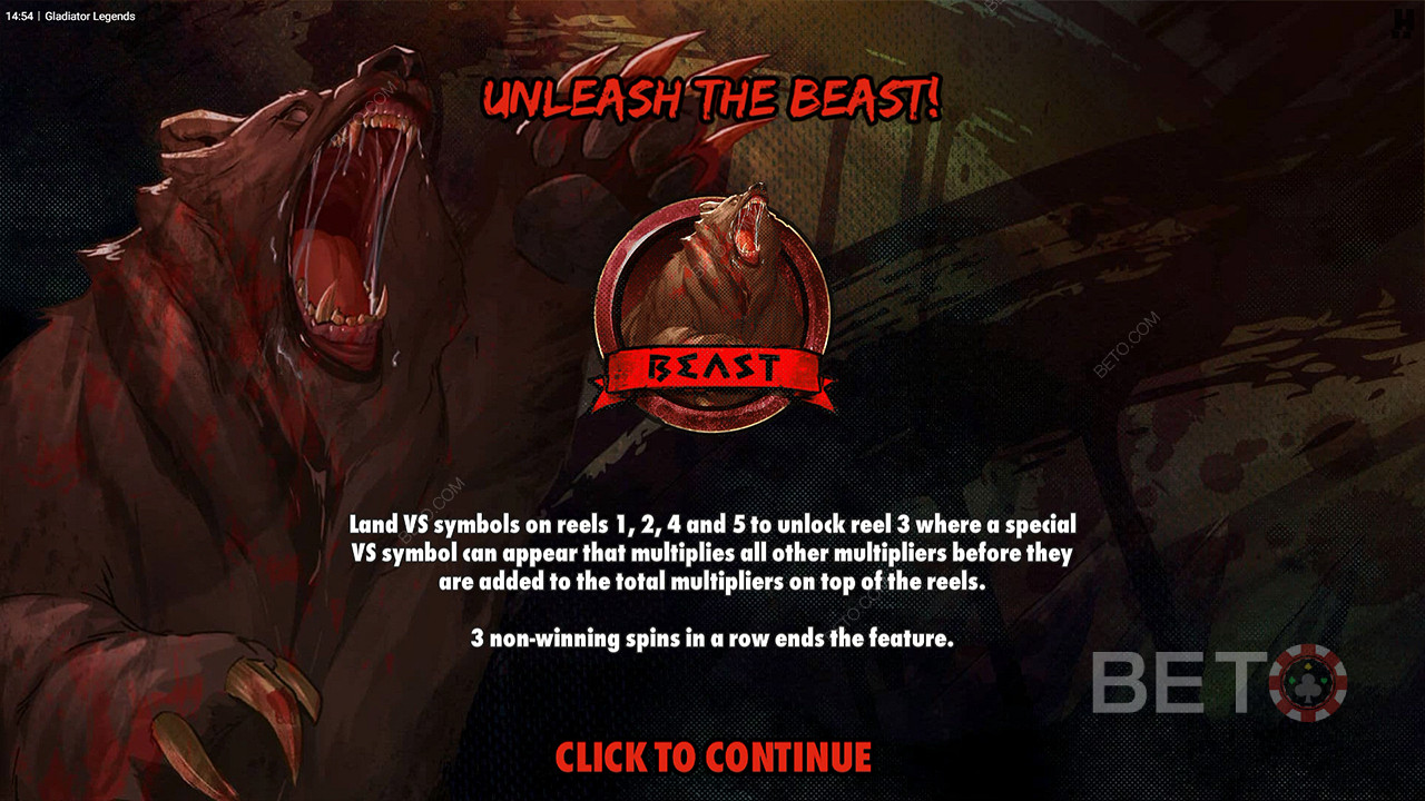 Score big with Multipliers in the Unleash the Beast bonus round