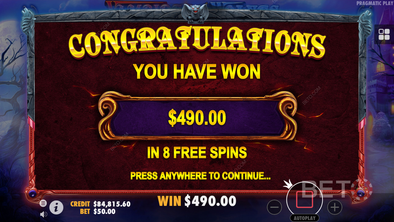 Rack up big wins with Free Spins in Vampires vs Wolves