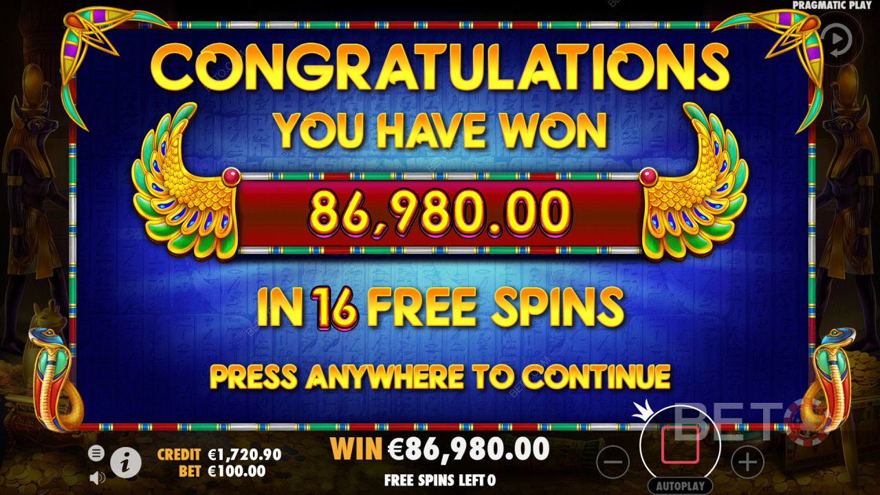 Dig for ripper wins in Free spins at The Tomb of the Scarab Queen
