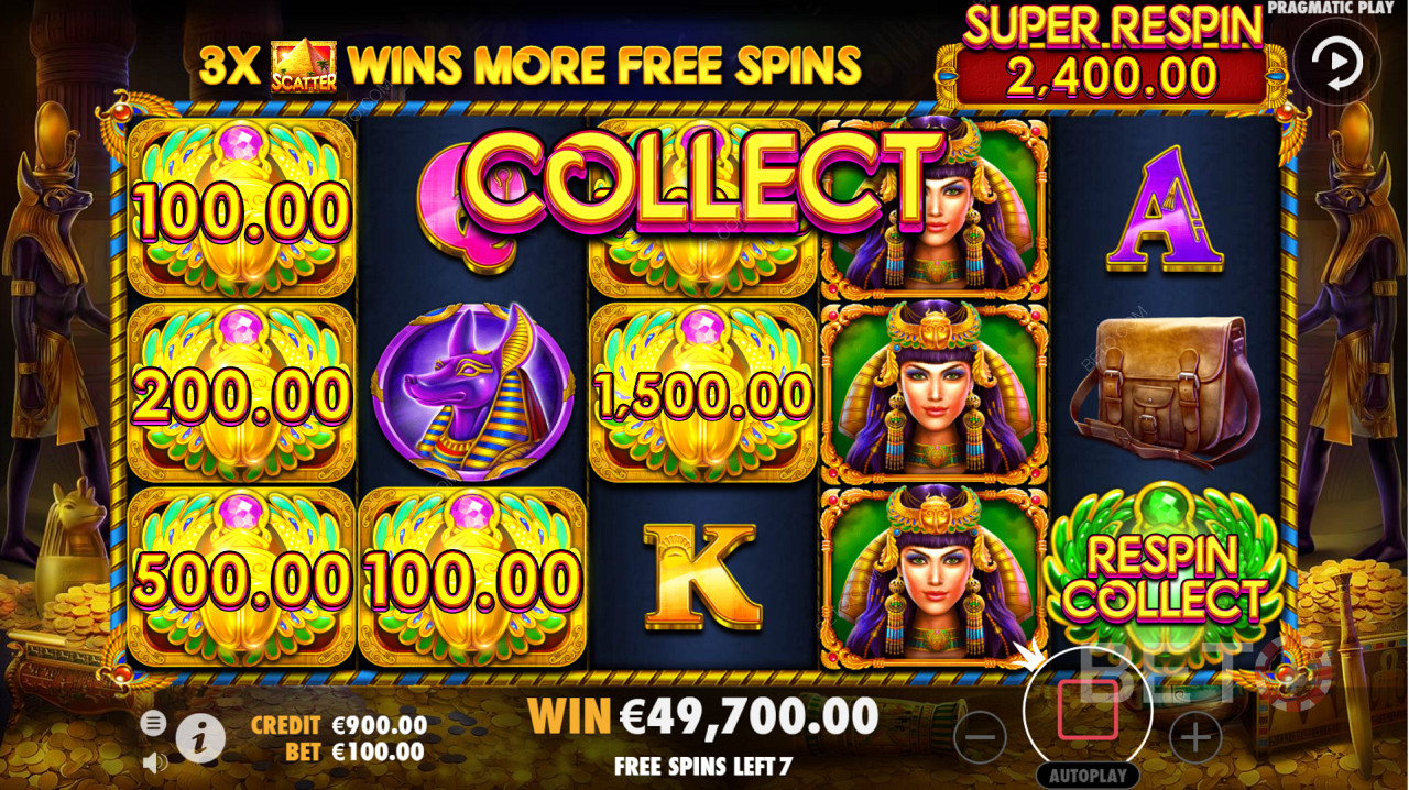 Snag all the cash prizes on the reels with the Collect feature