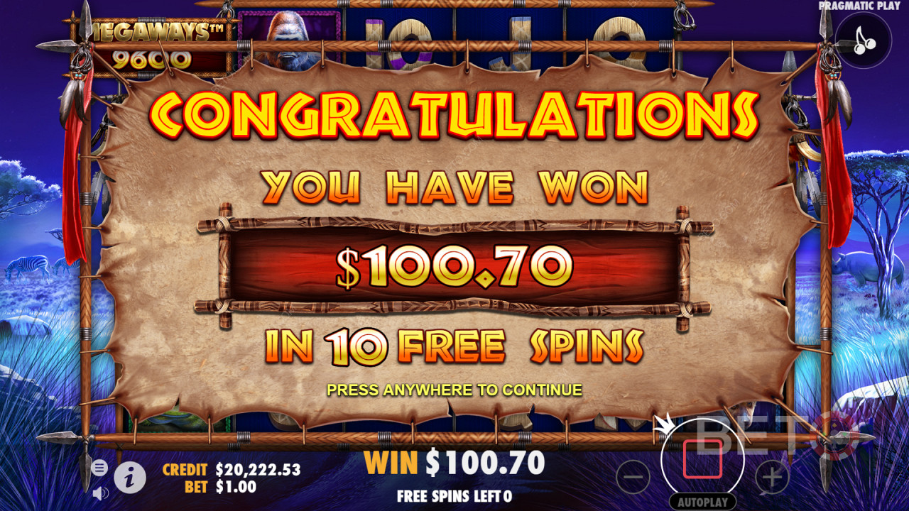 Score big in the Free Spins on Great Rhino Megaways Online Pokie