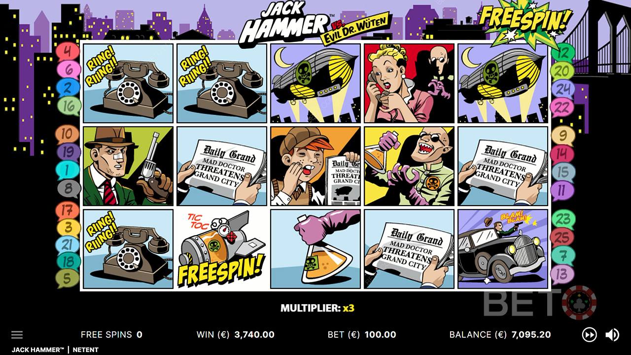 Experience a ripper theme in the Jack Hammer pokie game
