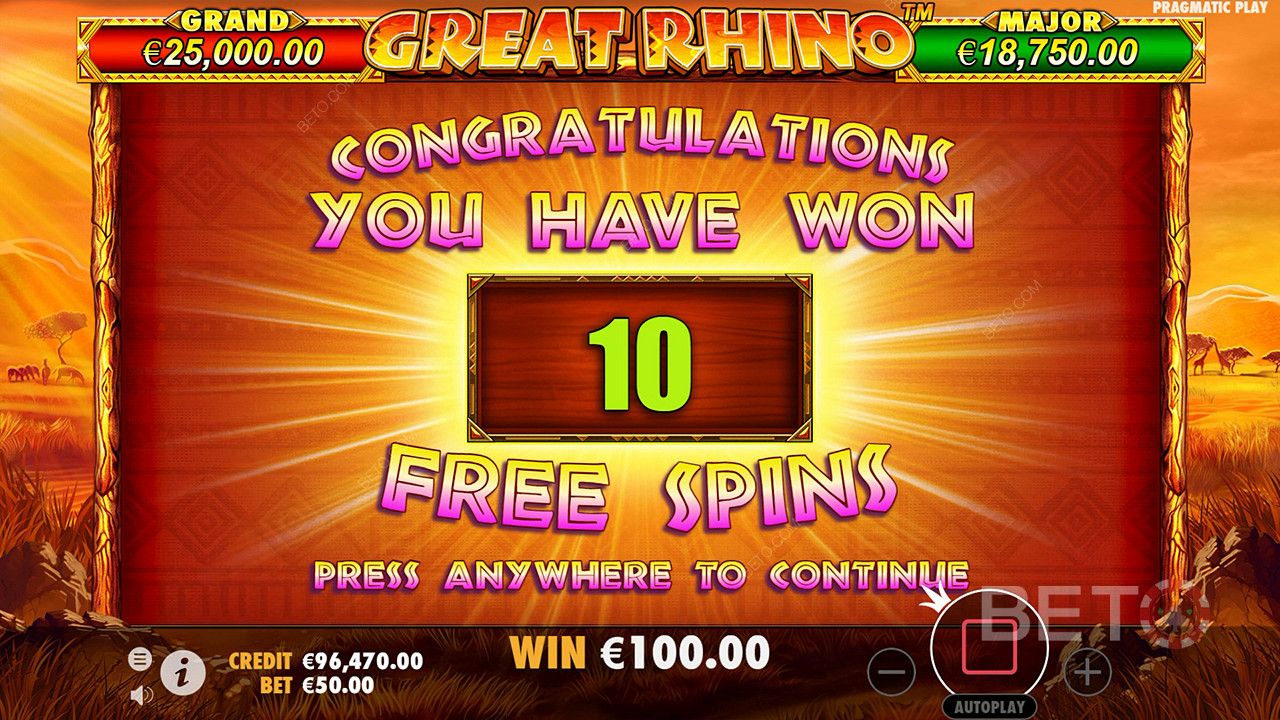 Bag 500x Your Wager on the Great Rhino Online Pokie!