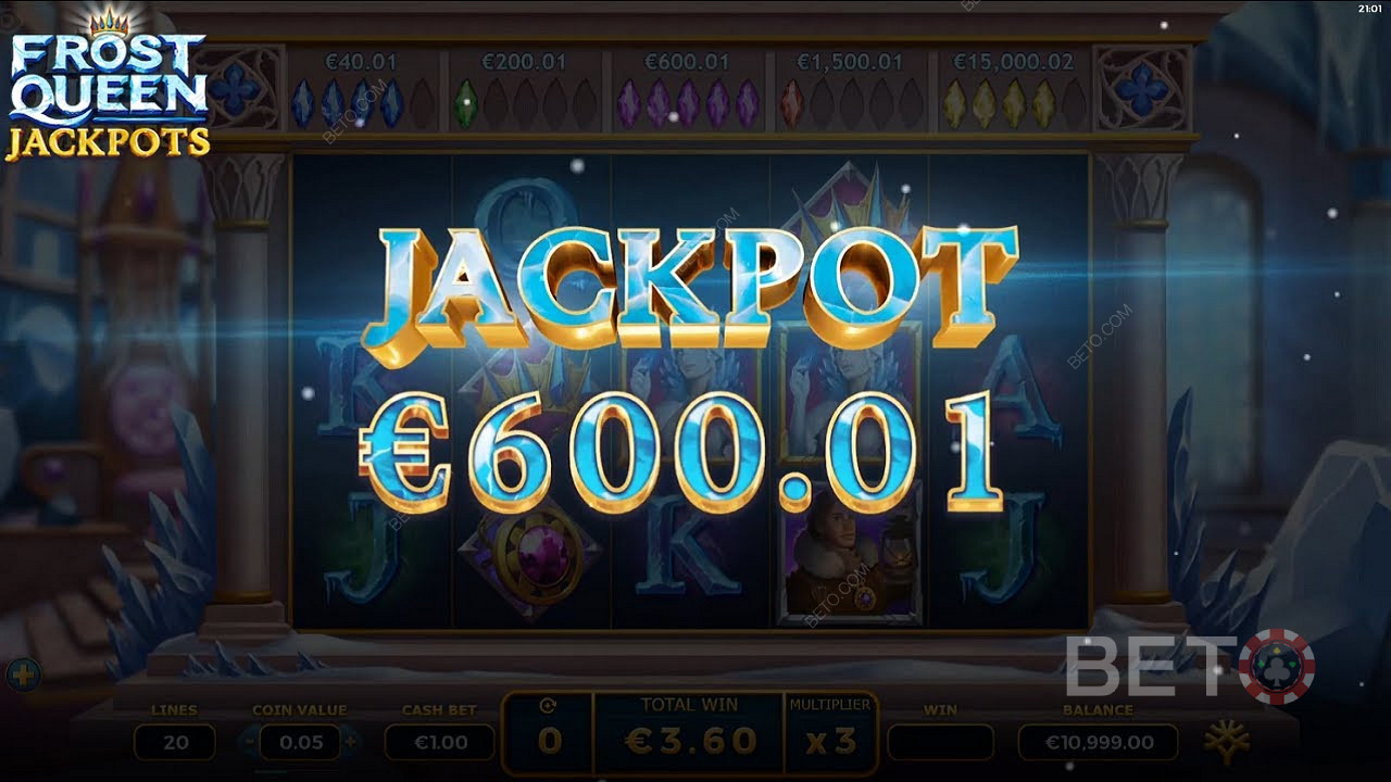 Scoring a 900 dollarydoo jackpot in Frost Queen Jackpots