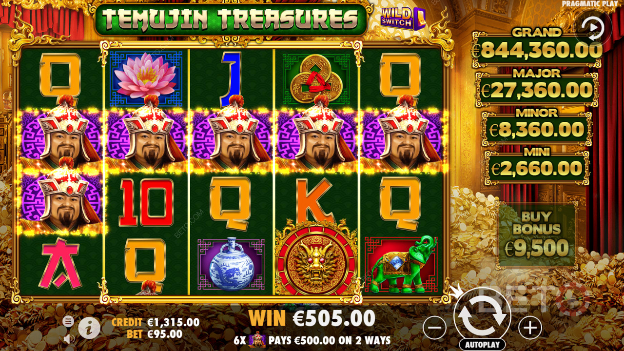 Temujin Treasures - 5 reel, 4 row pokie offers 1,024 ways to win