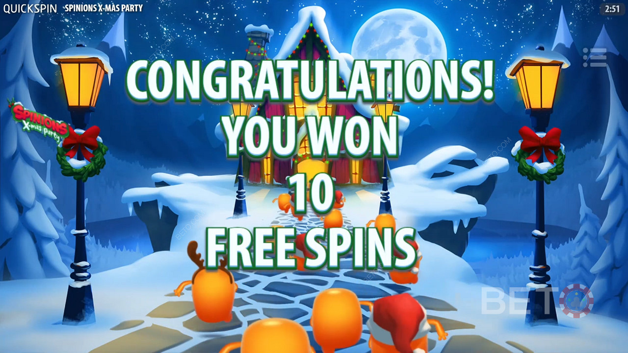 Score 10 Free Spins when 3 Scatter symbols land