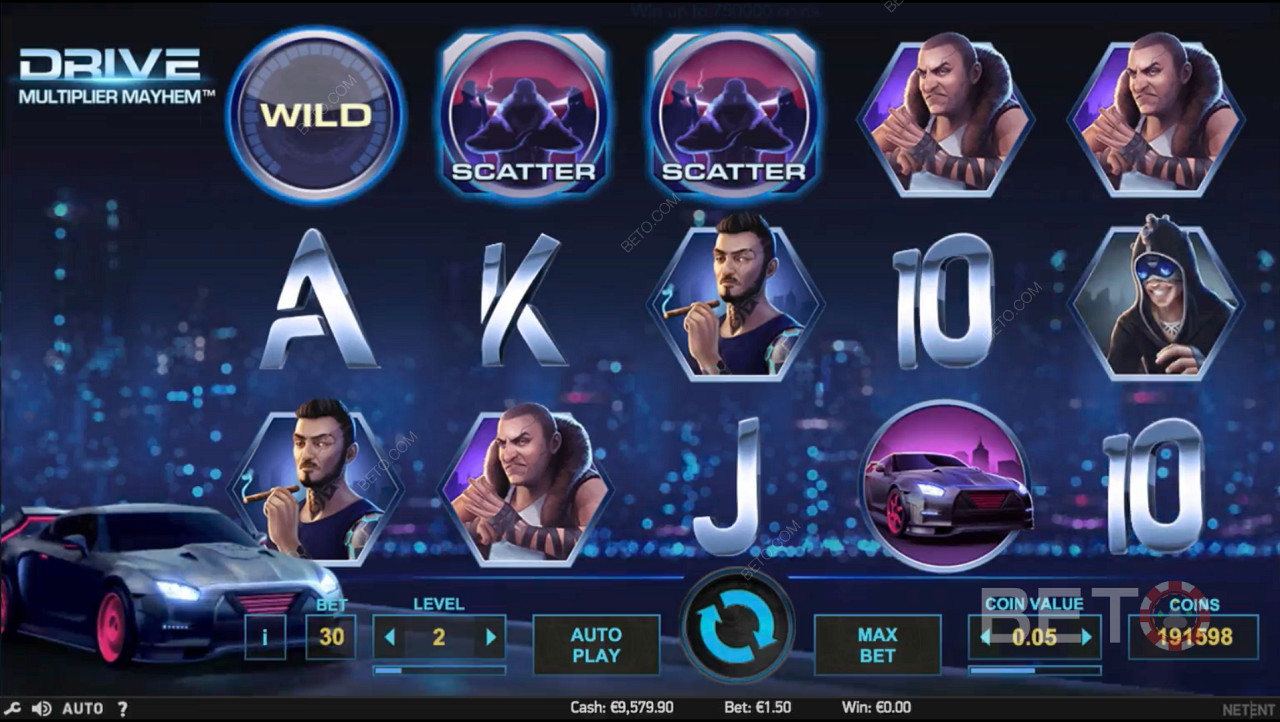Scatter symbols and multipliers in Drive: Multiplier Mayhem can land you top wins