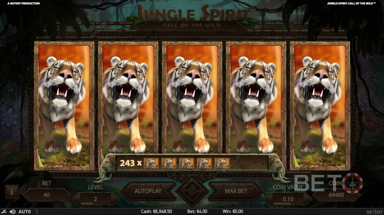 Biggest Payout in Free Rounds on Jungle Spirit: Call of the Wild