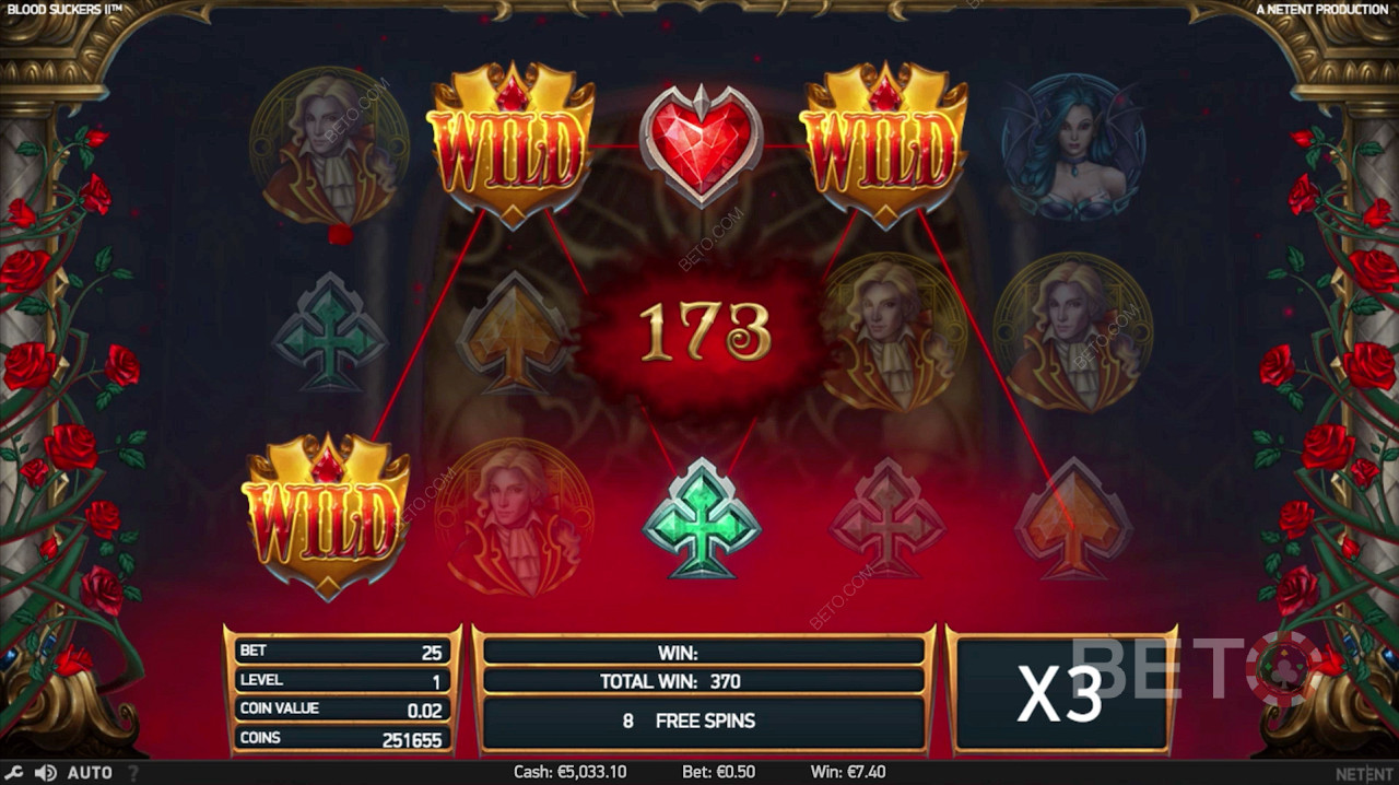 Scoring three wild symbols in Blood Suckers 2
