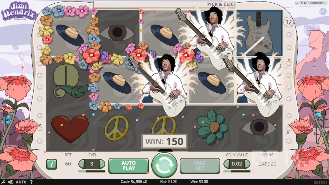 Three Scatters in Jimi Hendrix Pokie Machine