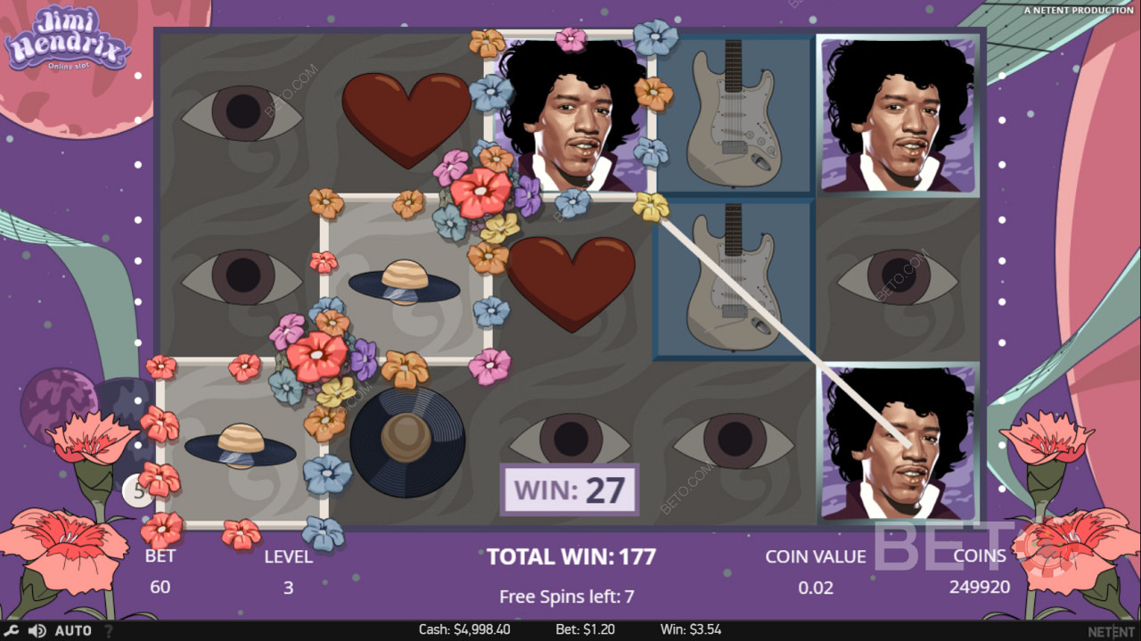 Jimi Hendrix Wild Rocks Winning Combos on the Reels