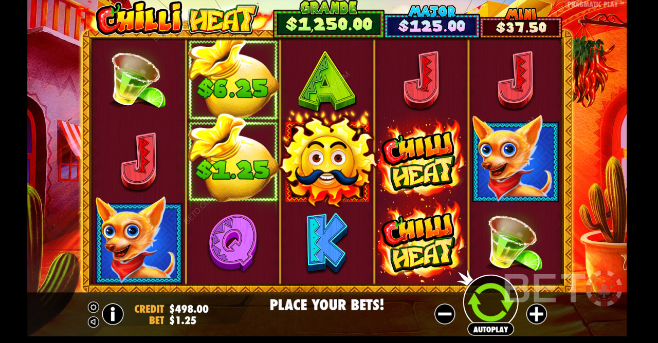 Choose your wager with the controls in Chilli Heat