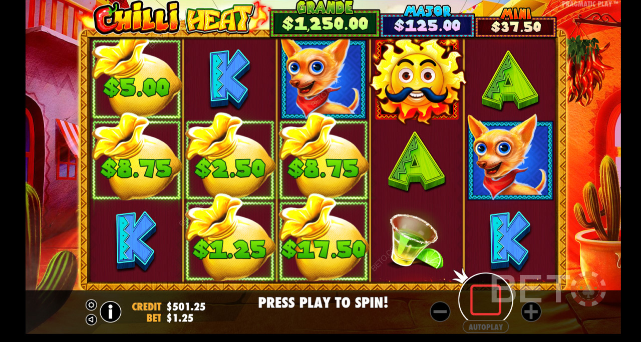 Score big by filling the reels with money bags for a ripper payout.