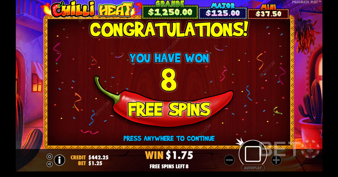 Score 8 free spins to kick off the Free Spins feature