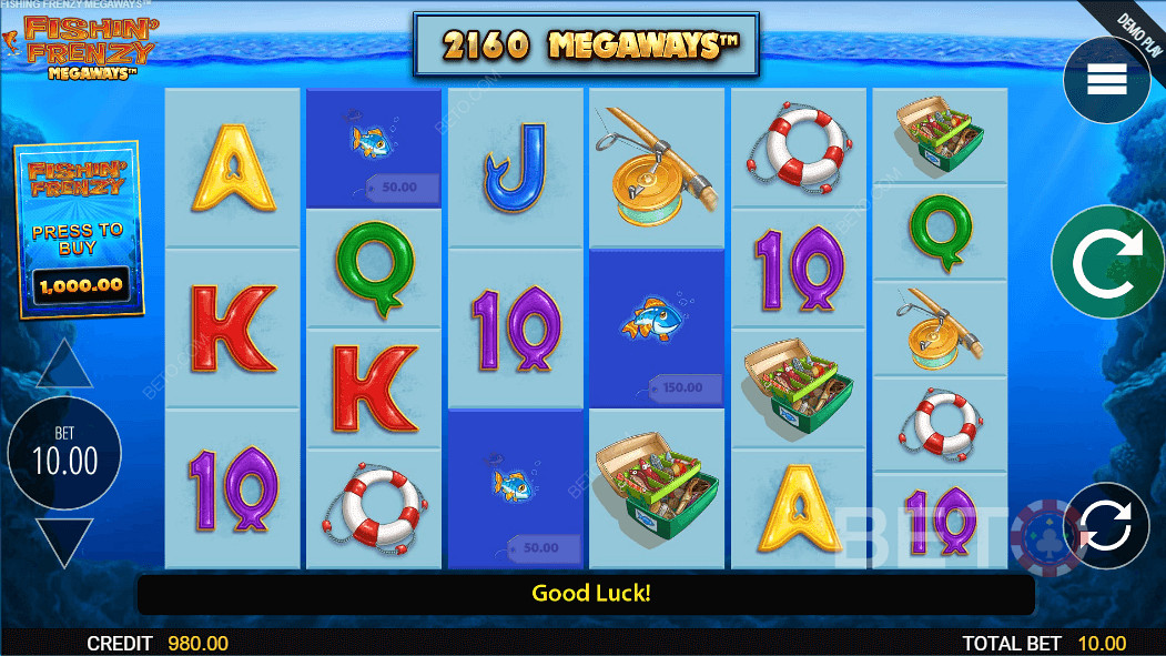 Cartoon graphics with a 6th reel and up to 15,625 ways to win in this fishy pokie