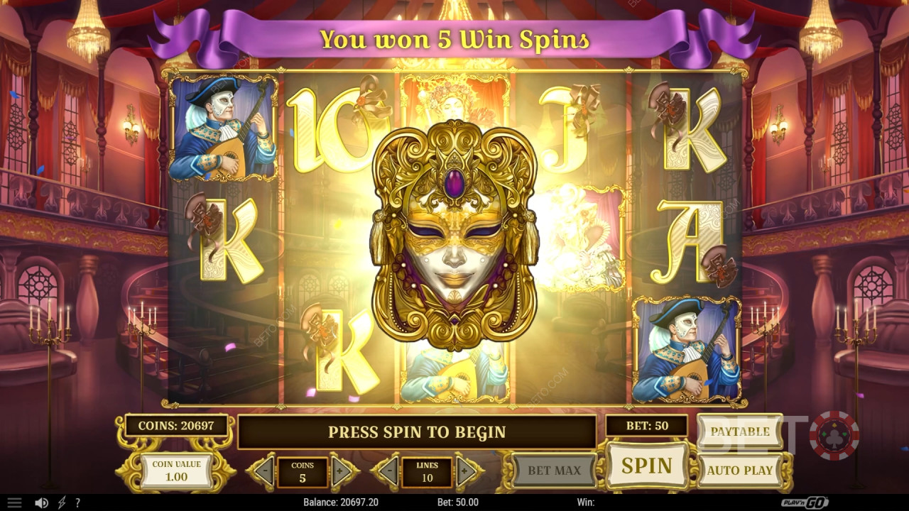 Win 10,000x Your Bet in the Royal Masquerade Video Pokie!