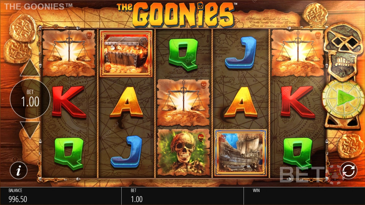Ripper high and low paying symbols in The Goonies Jackpot King