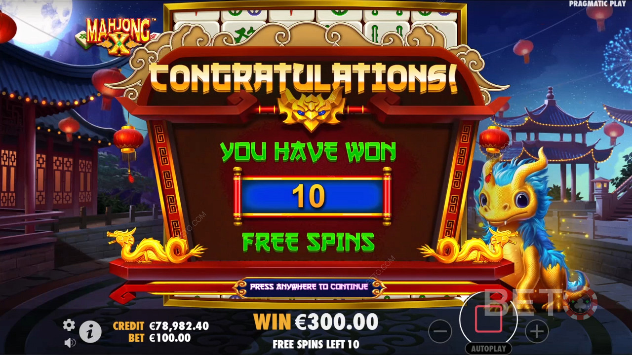 Score 21,175x your wager in the Mahjong X Pokie Game!