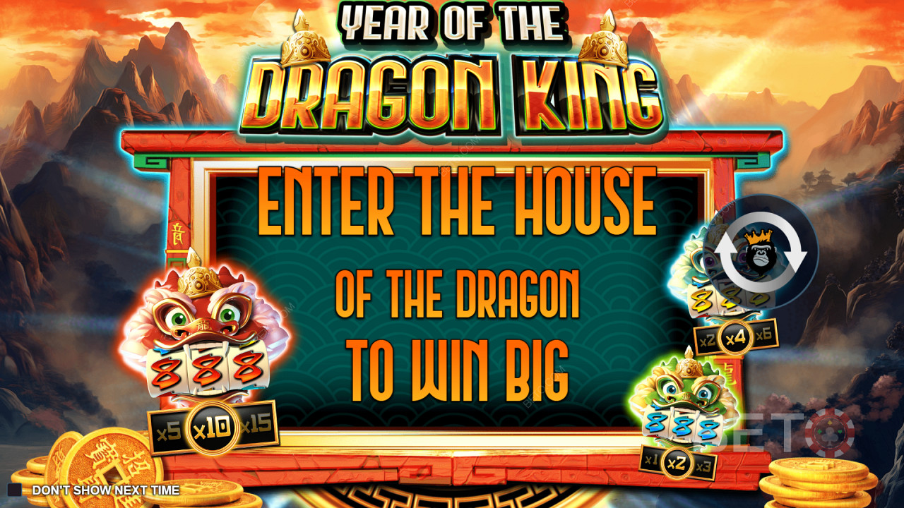 Spin up to 5 Mini Pokies in the Year of the Dragon King game