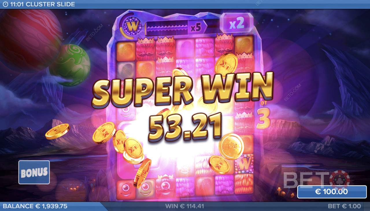 Massive Payout in Cluster Slide Pokie