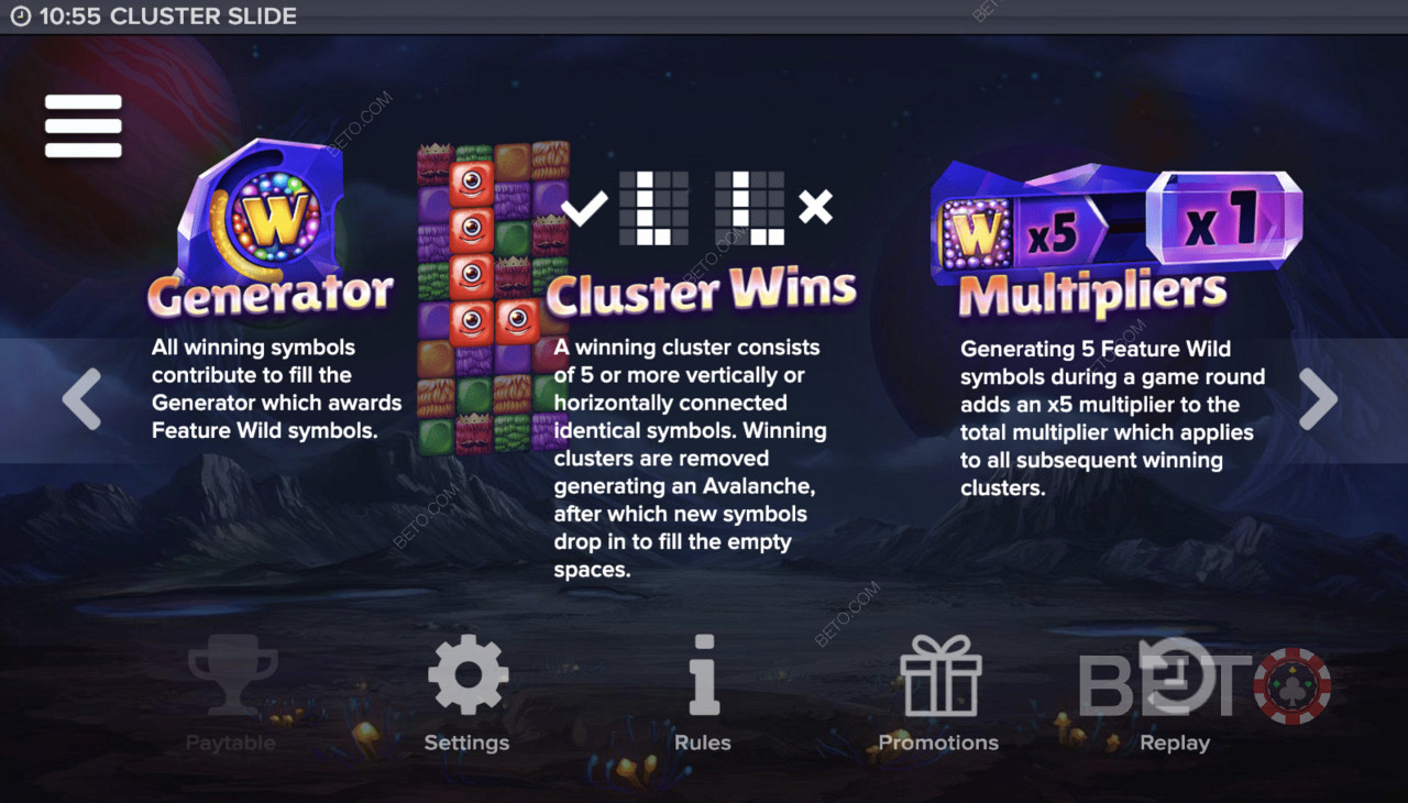 Cluster Mayhem: Multipliers and Wins in Cluster Slide