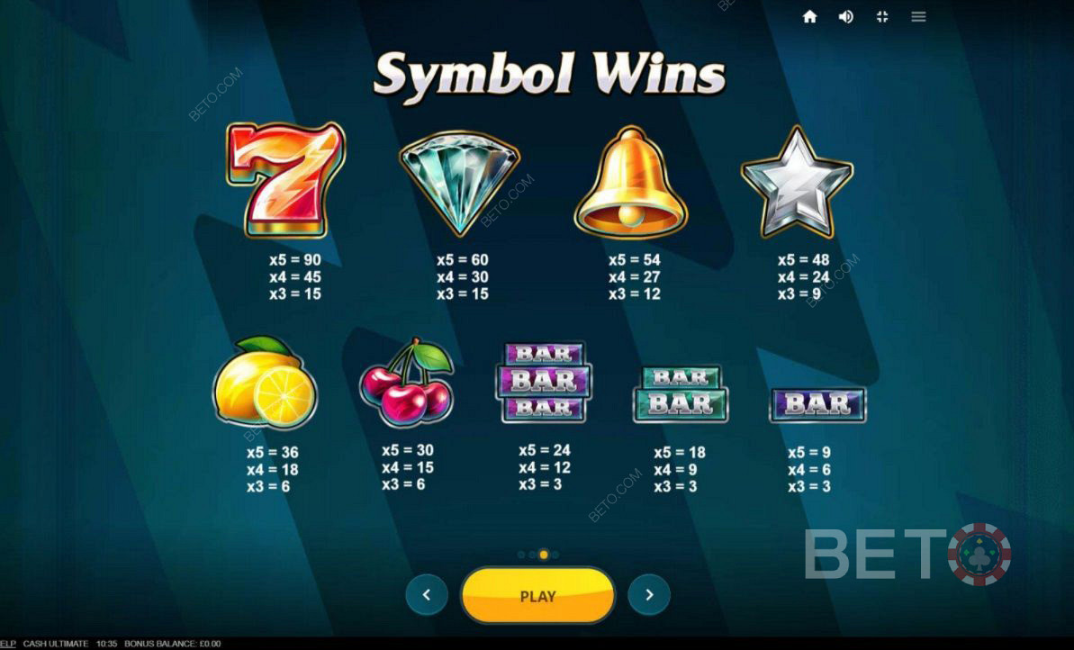 Winning combos in Cash Ultimate pokies