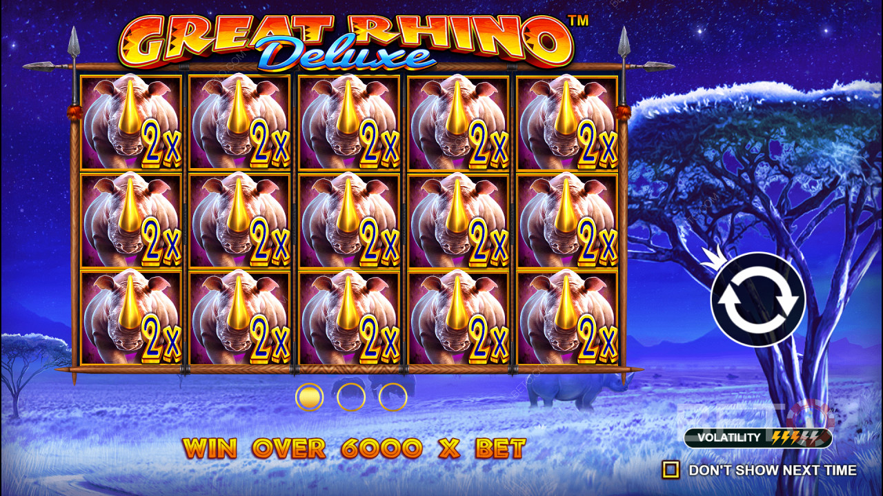 Score 6,242x Your Wager in Great Rhino Deluxe Pokie!