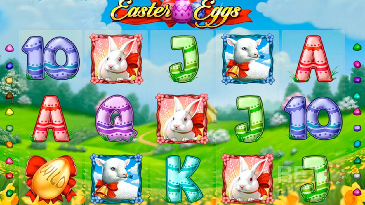Hop into 20 paylines and 5 reels with Easter Eggs Pokie