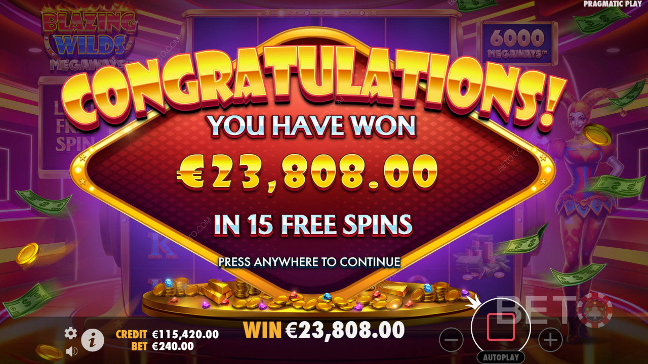 Score a 10,000x Jackpot in the Blazing Wilds Megaways Pokie!