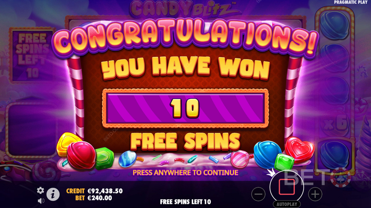 Score 10,000x Your Wager in the Candy Blitz Pokie!