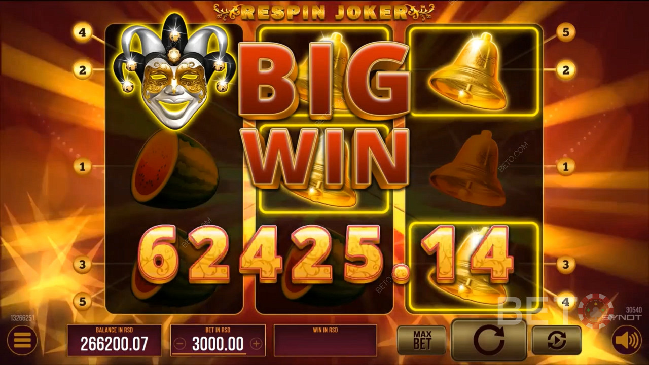 Spin for a 500x payout in the Respin Joker pokie