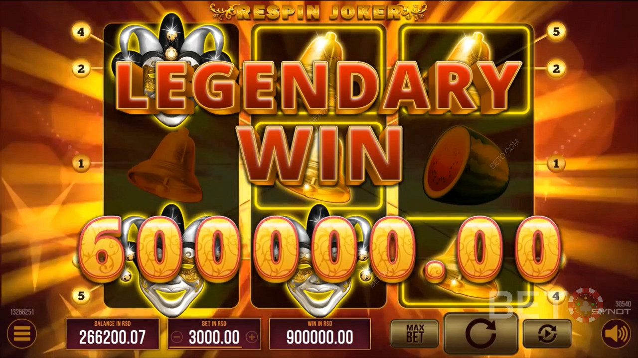 Score ripper wins in the main game of Respin Joker