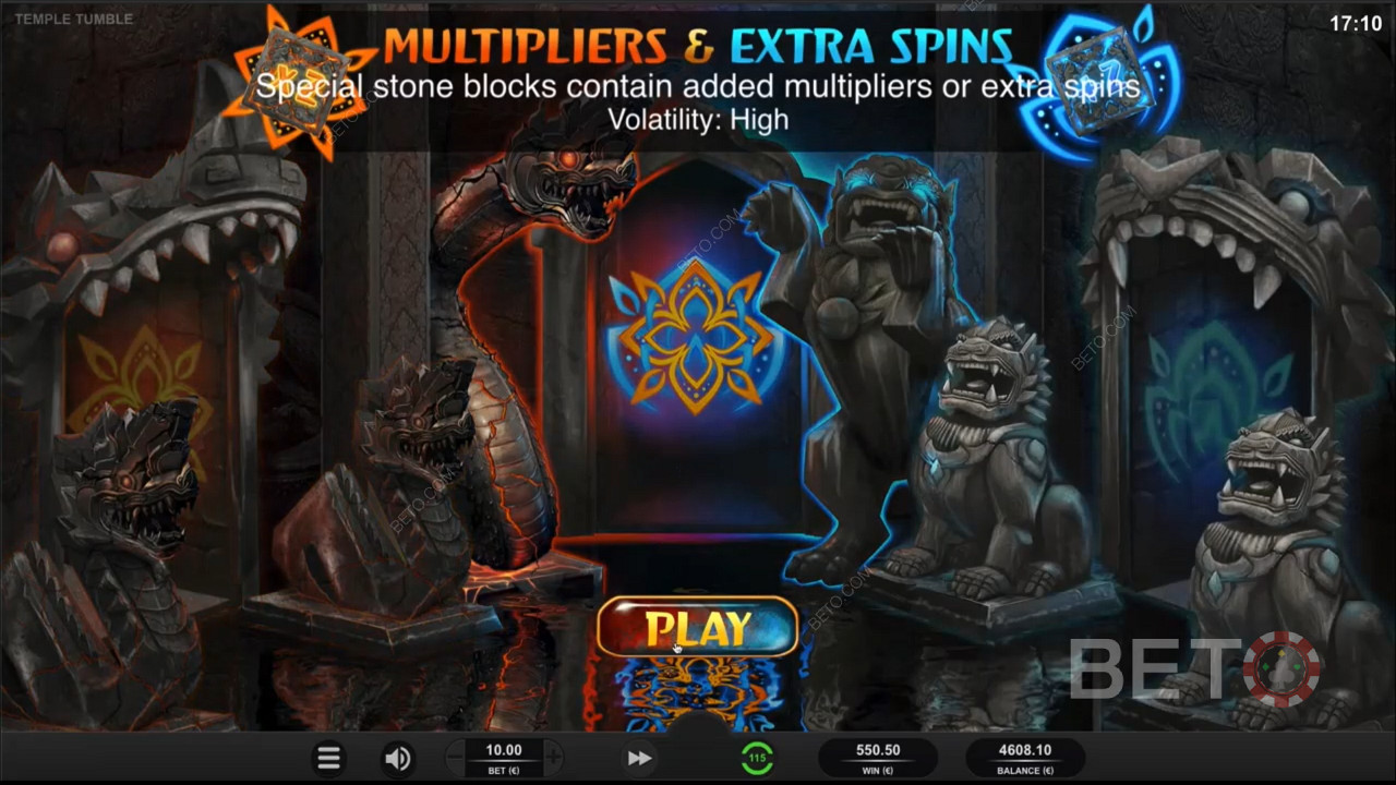 Bonus multipliers in Temple Tumble Megaways
