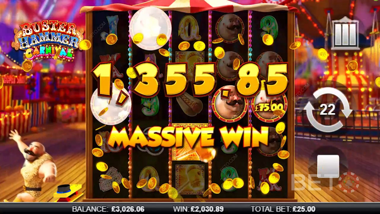 Score big wins in this carnival-themed pokie