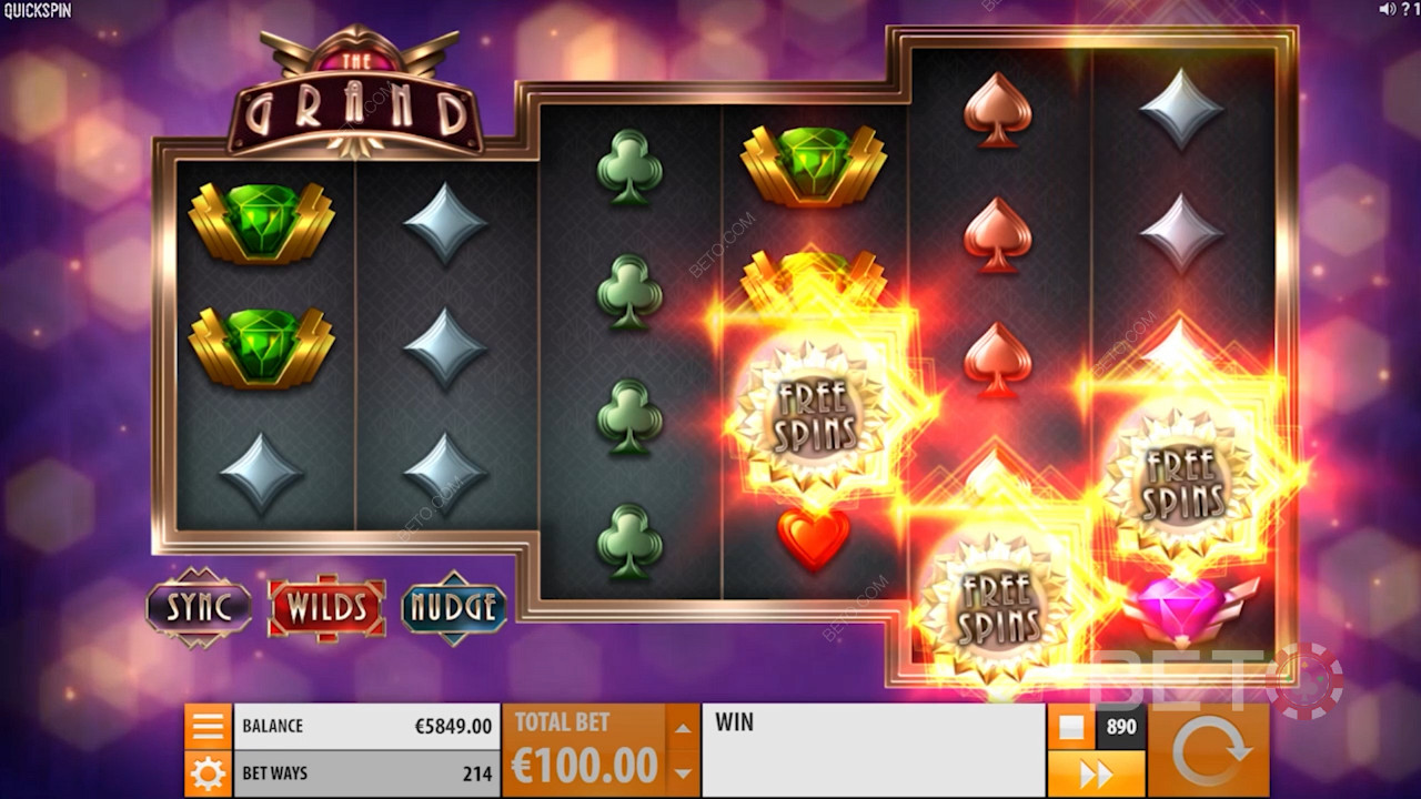 Activating the Free Spins feature in The Grand
