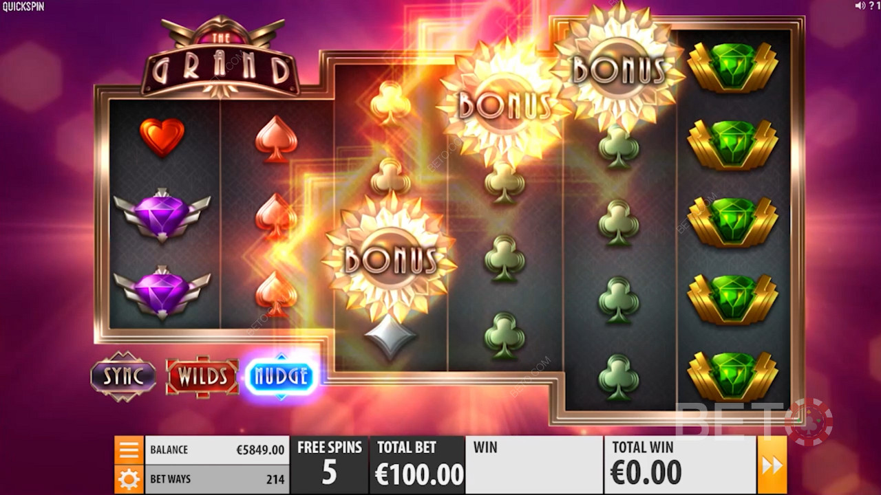 The Grand from Quickspin boasts Scatters, Wilds, bonus rounds and Free Spins