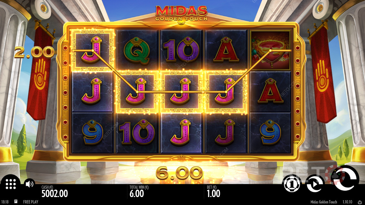 The top feature to watch for in Midas Golden Touch is the Wild Multiplier bonus