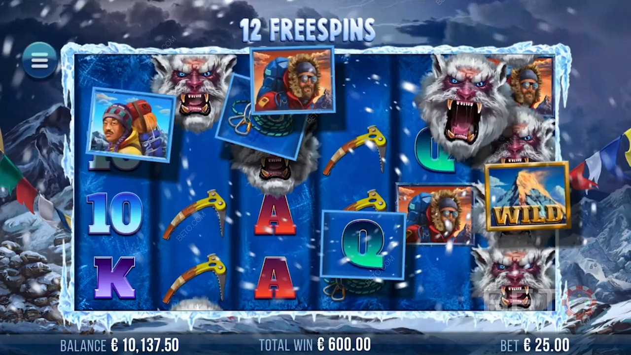 Score heaps of free spins in 9K Yeti pokie game