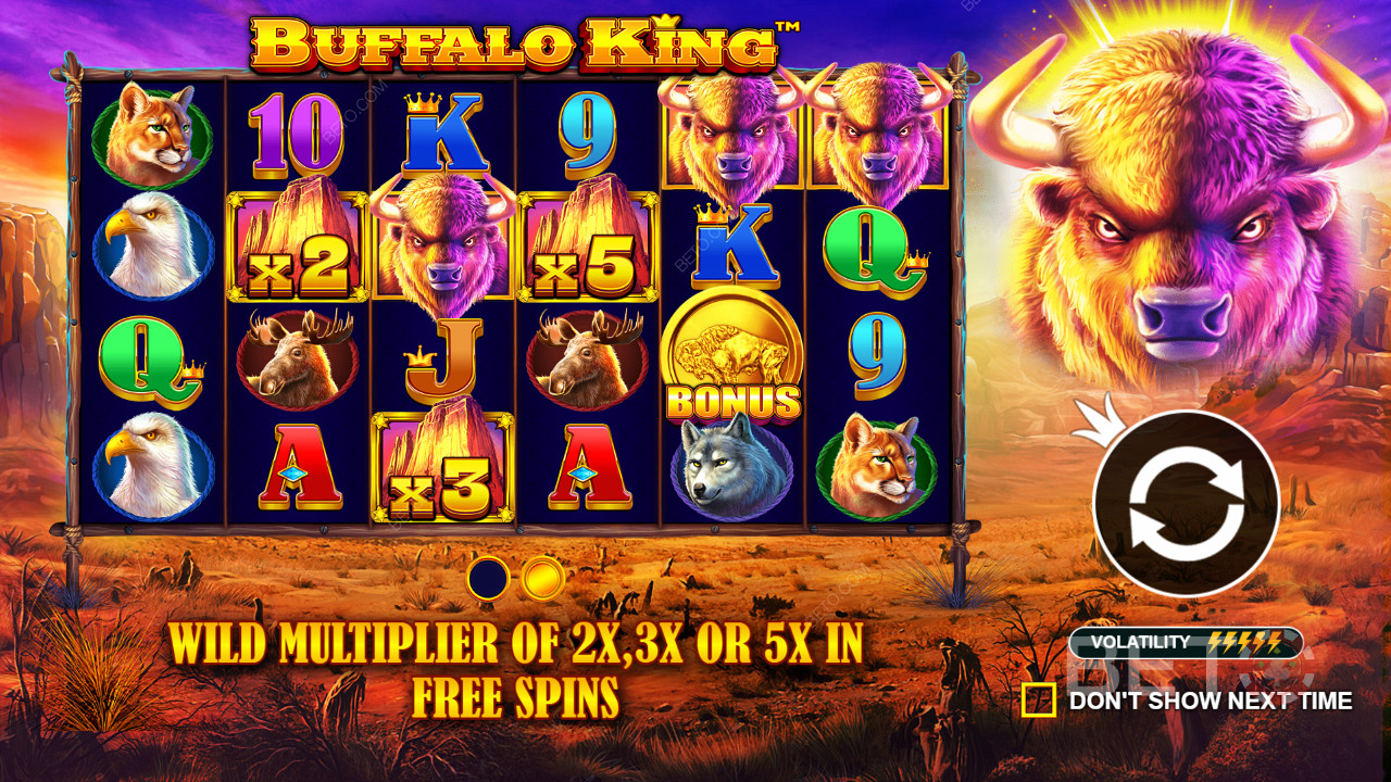 Wild Symbols in Buffalo King Pack a Punch with 2x, 3x, or 5x Multipliers